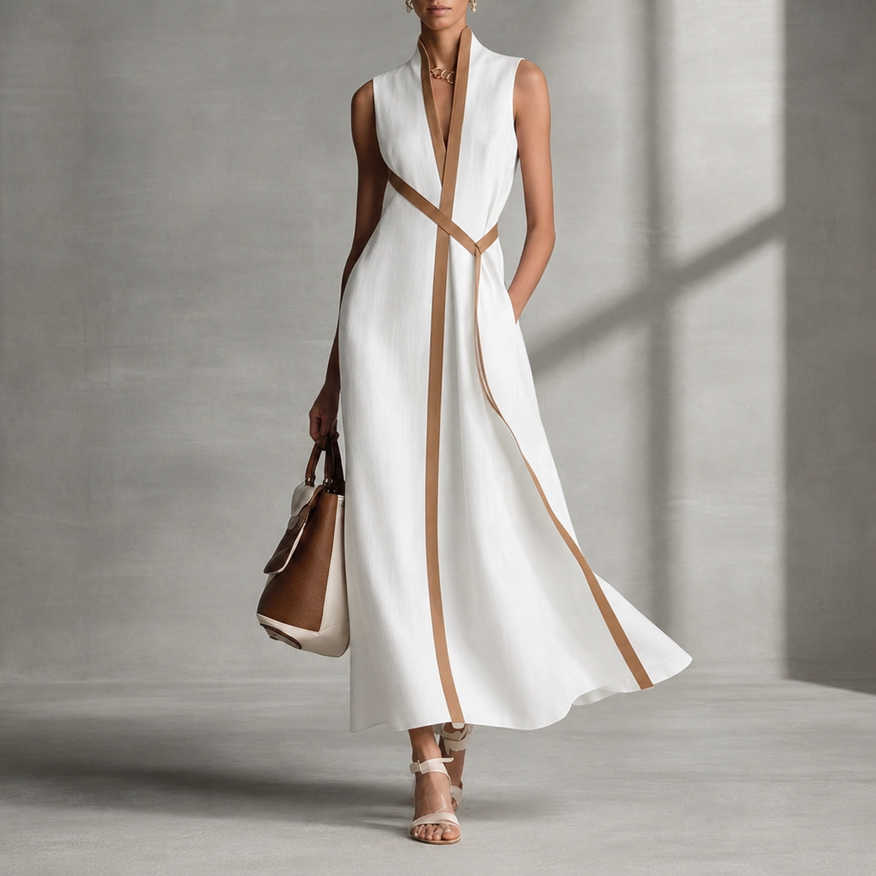 Modina Contrast Trim Wrap Dress