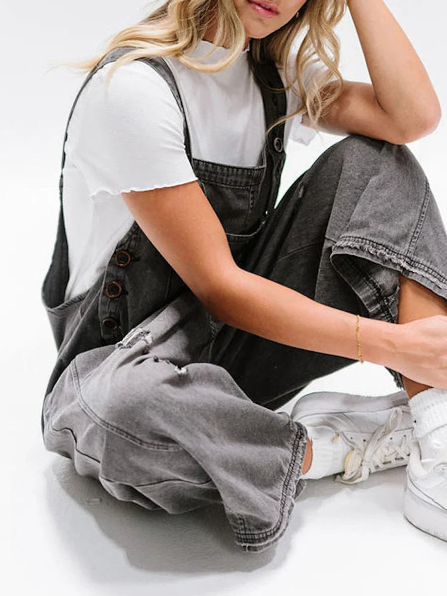 Luna Washed Denim Overalls